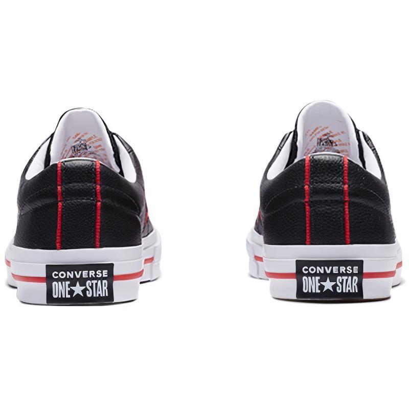 Converse One Star Low Leather Low-Top Canvas Shoes Unisex Black and Red