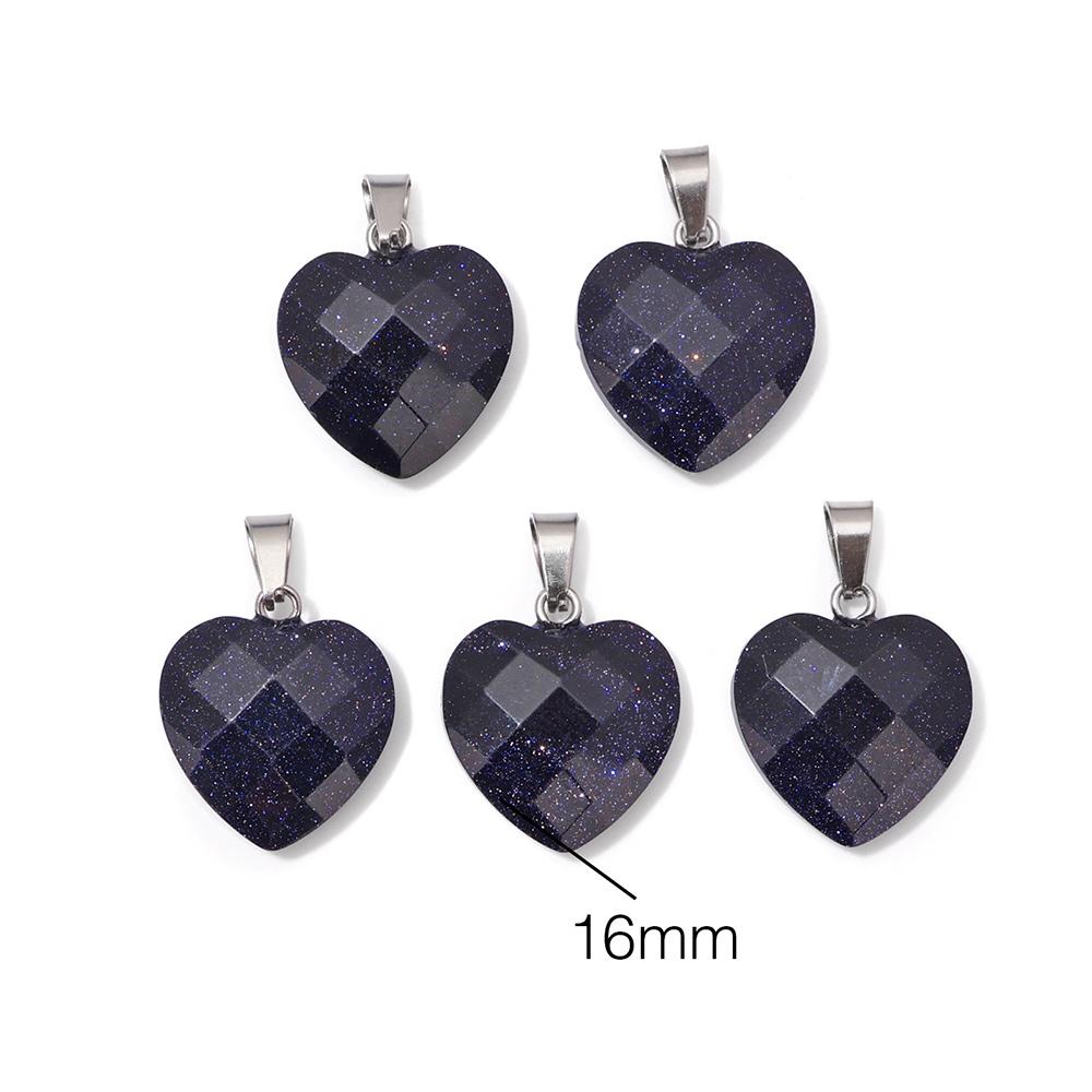 5 Stück/Los 16MM Naturstein Kristall Herz Anhänger Amethyst Lapislazuli Rosenquarz Heilkristall Edelstein Charms für DIY