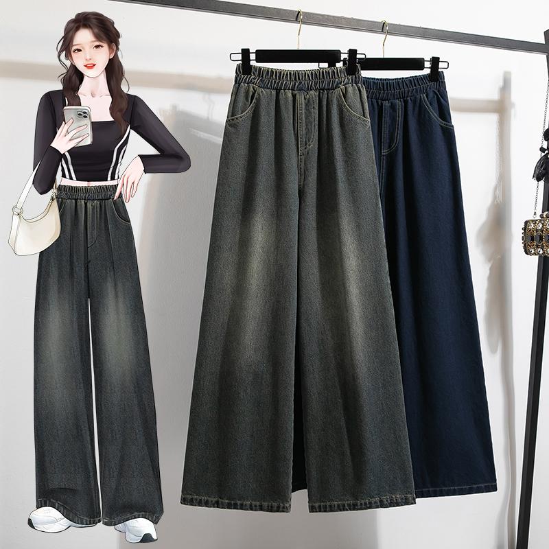 DIMANAF 2025 Autumn Plus Size Harlen Jeans New Women Clothing Blue Fashion Loose Pleated Vintage Pants