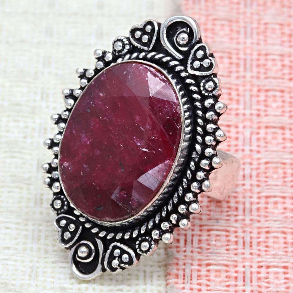 Ruby Shappire Gemstone Handmade Silver Jewelry  "8"