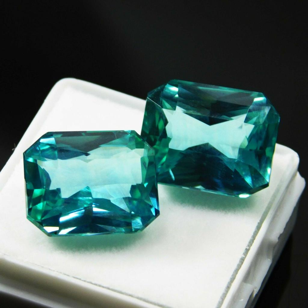 20.10 Ct Natural Grandidierite Loose Gemstone CERTIFIED Green Emerald Cut Pair A-72111h0