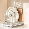 Multi-layer Pot Lid Rack Rustproof Stainless Steel Chopping Board Organizer with Drainage Tray Space Saving Pot Cover Shelf