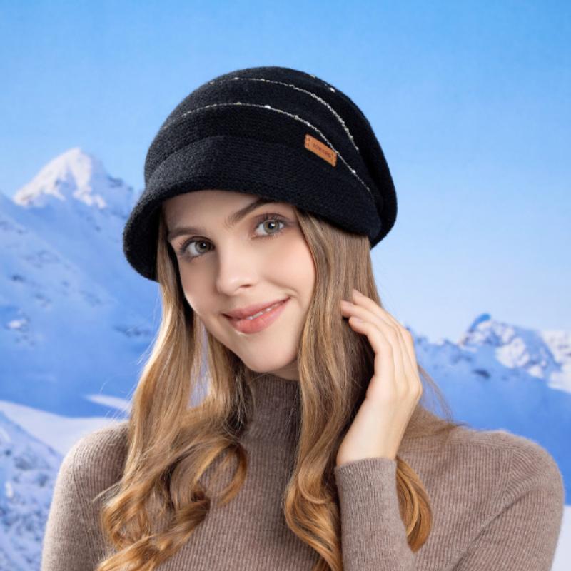 Autumn and Winter Versatile Fashion Big Head Ear Protection Knitting Wool Hat with Lining Warm Anti-cold Beanie