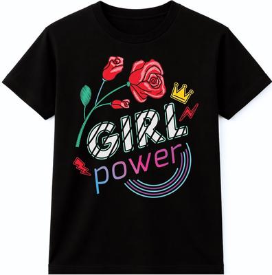 Girl Power Rose Crown Feminist Strong Women Empower Motivational Graphic T-Shirt