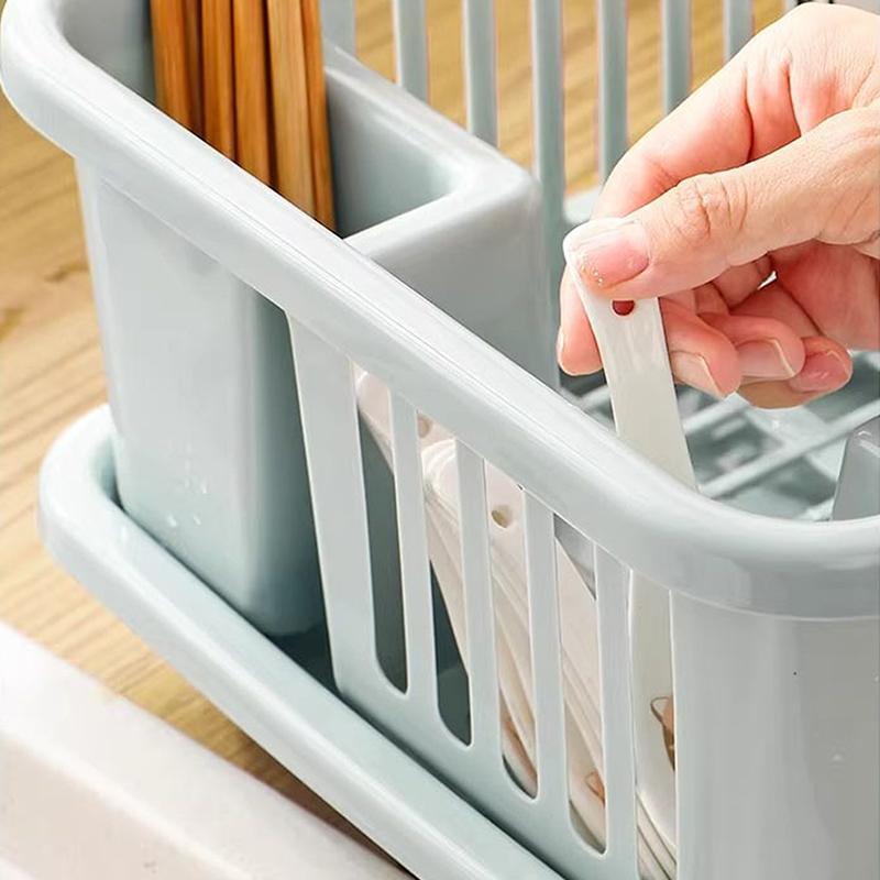 Kitchen Drain Rack Dishwasher Plastic Storage Box Water Filtering Dish Plate Bowl Holder Countertop Utensil Organizer