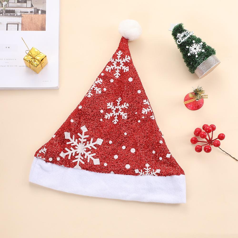Snowflake Santa Hat Shiny Colorful Xmas Cap Christmas Hat Unisex Holiday Party Headwear For Stage Performance New Year Party