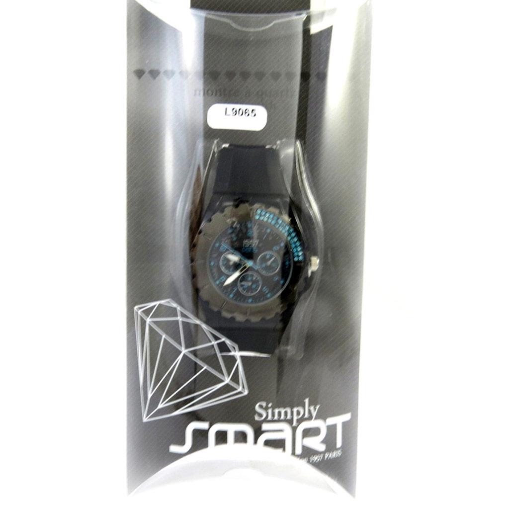 Les Trésors De Lily [L9065] - 'Absolu' Black Blue Rhinestone Watch - 38 Mm