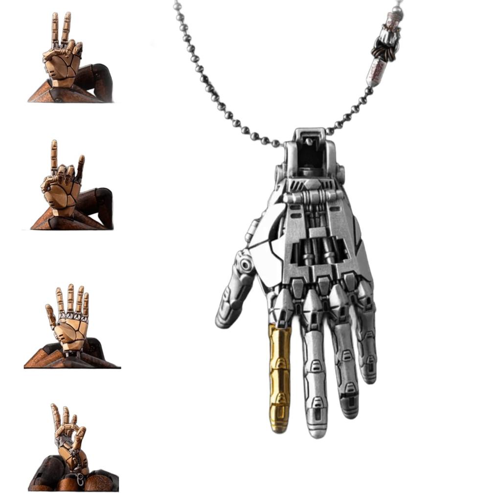 Mechanical Hand Pendant, Movable Finger Joints Robot Hand Charm Jewelry, Steampunk Necklace Pendant, Punk Lover Gift, For Men Women