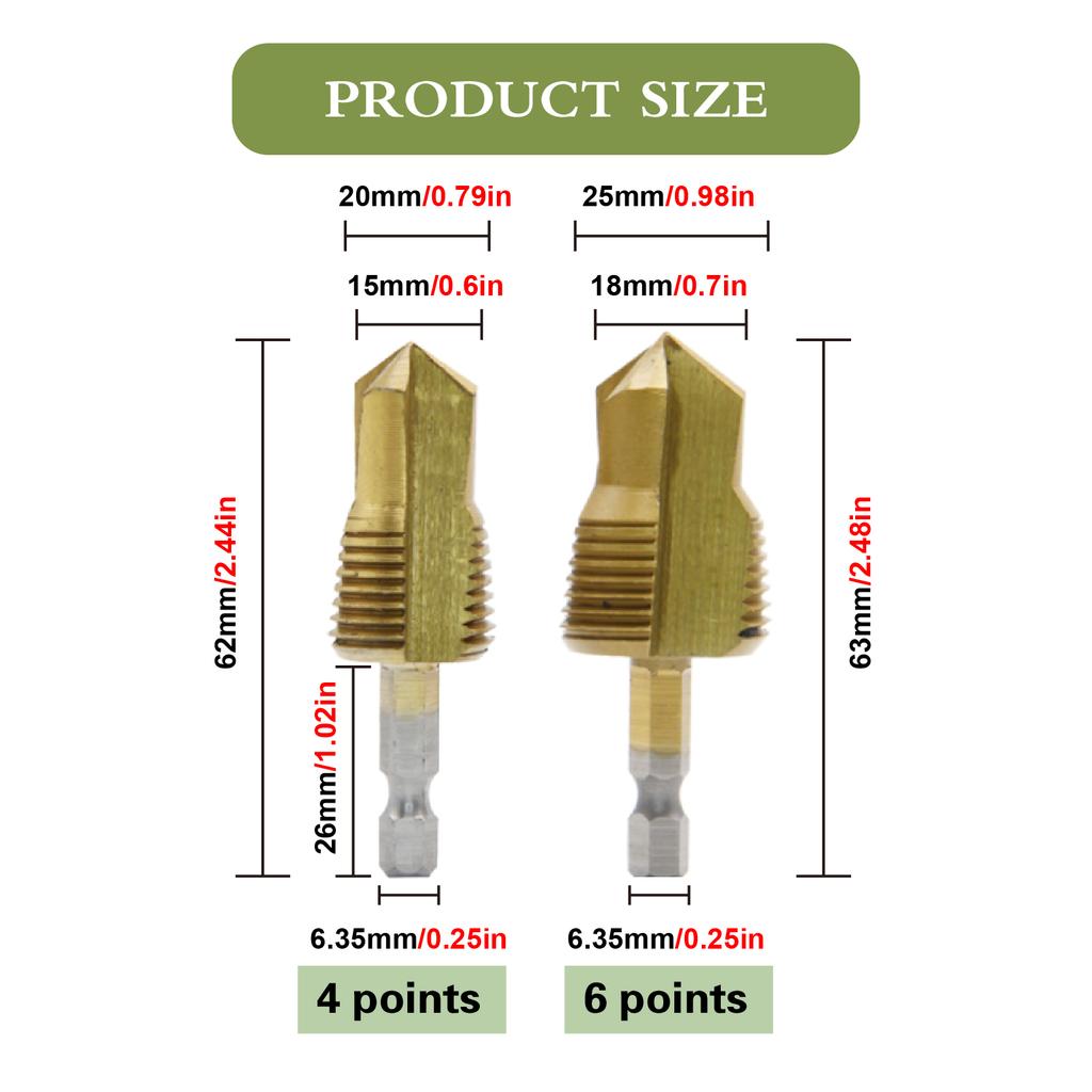 4/6 point hexagonal handle tapping lifting drill bit three blade step drilling water electrician PPR water pipe drilling tool