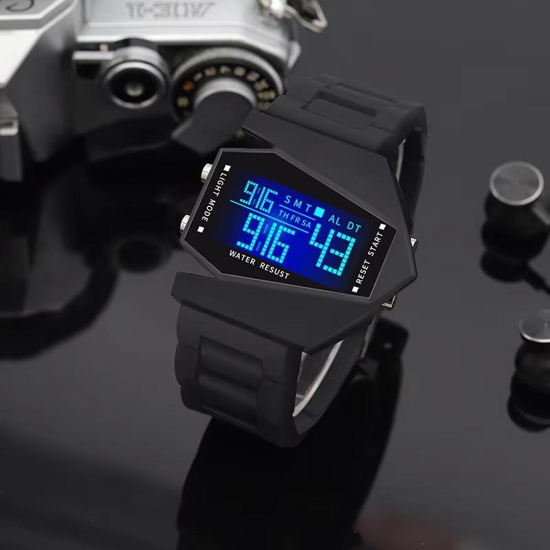 Herren Damen Digitaluhr Sport Wecker Multifunktionale Kampfjet Flugzeug Uhr Paar Armbanduhr Kinder Schüler Uhren