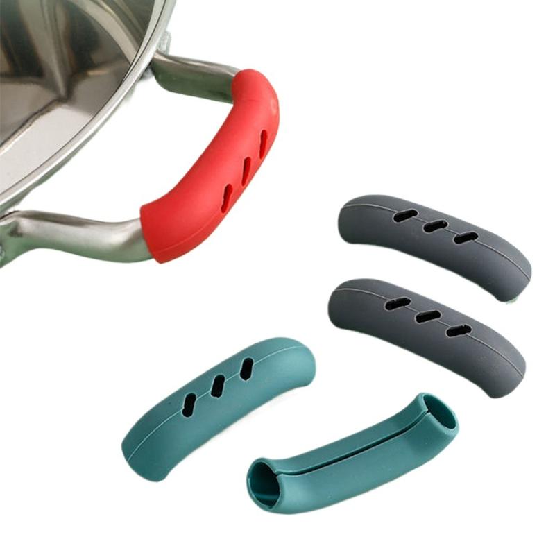 2Pcs Silicone Pan Handle Covers - Heat Resistant Kitchen Handle Grips, Non-Slip Pot Holder Sleeves for Cooking & Baking Safety