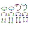 16 Pcs/Set Stainless Steel Spiral Belly Tongue Bar Ring Eyebrow Piercing Jewelry