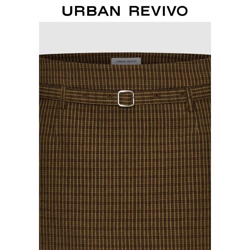 UR2026 Women's Retro Plaid Belted Mini Skirt