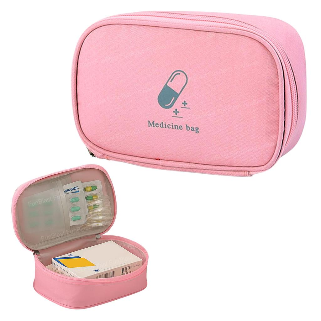 FunBlast Portable Medicine Bag - Mini First Aid Travel Bags, Medicine Storage Bag, Pill Organizer, Zippered Medicines Bag for School, Travel, Cam