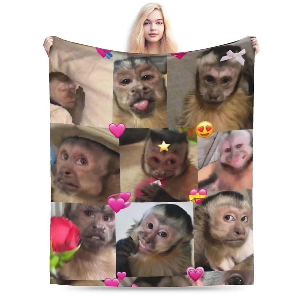 Apengezicht Grappige Meme Deken Ultra Zacht Plaid voor Bank 50x60 Inch Meerdere Maten Beddengoed Plaids