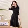 2025 Winter Women's Fashion Slimming Long Sleeve Belted Mid-Length Dress