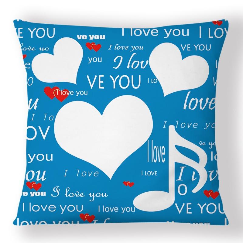 Custom Photo Pillow Case Diy I Love You Print Peach Skin Cushion Cover Valentine Gift For Couple Bedroom Sofa Decor 45X45