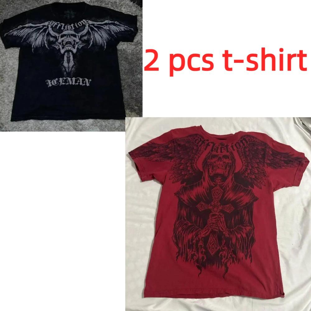 T-shirt da uomo estiva Affliction Vintage Oversize Y2K Streetwear Gotico da uomo e donna Retro Rock T-shirt da uomo Top