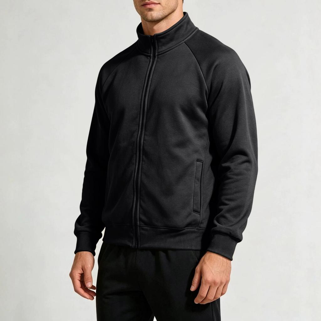 Men's Fall Winter Zip-Up Sweatshirt with Stand Collar, Casual Cardigan Jacket for Everyday Wear