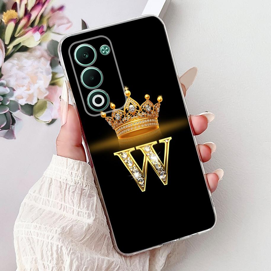 For OPPO A5 5G 2025 Case CPH2735 Cover Luxury Crown Initial Letters Soft Clear Silicone Back Cover For OPPOA5 5G 2025 Phone Case