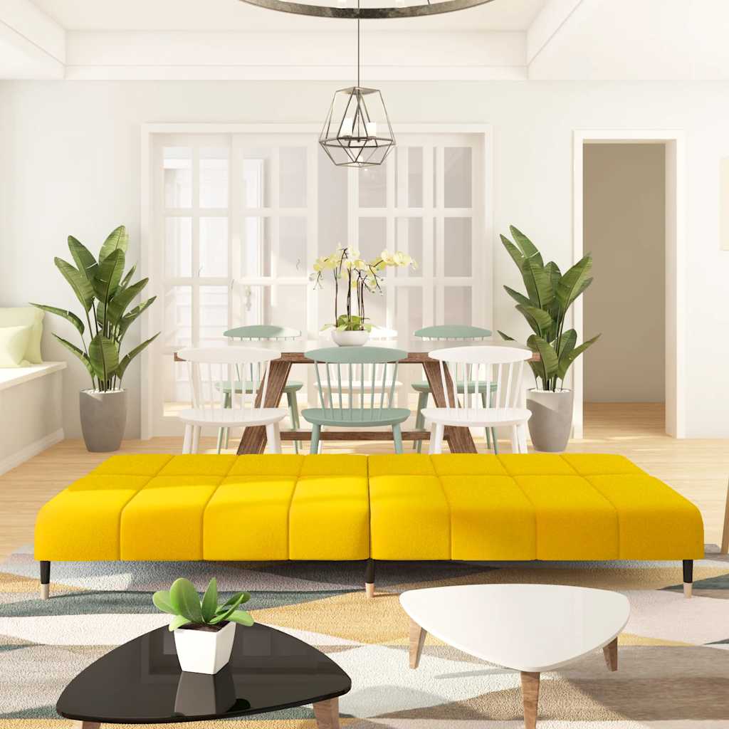 2 Seater Yellow Velvet Sofa Bed