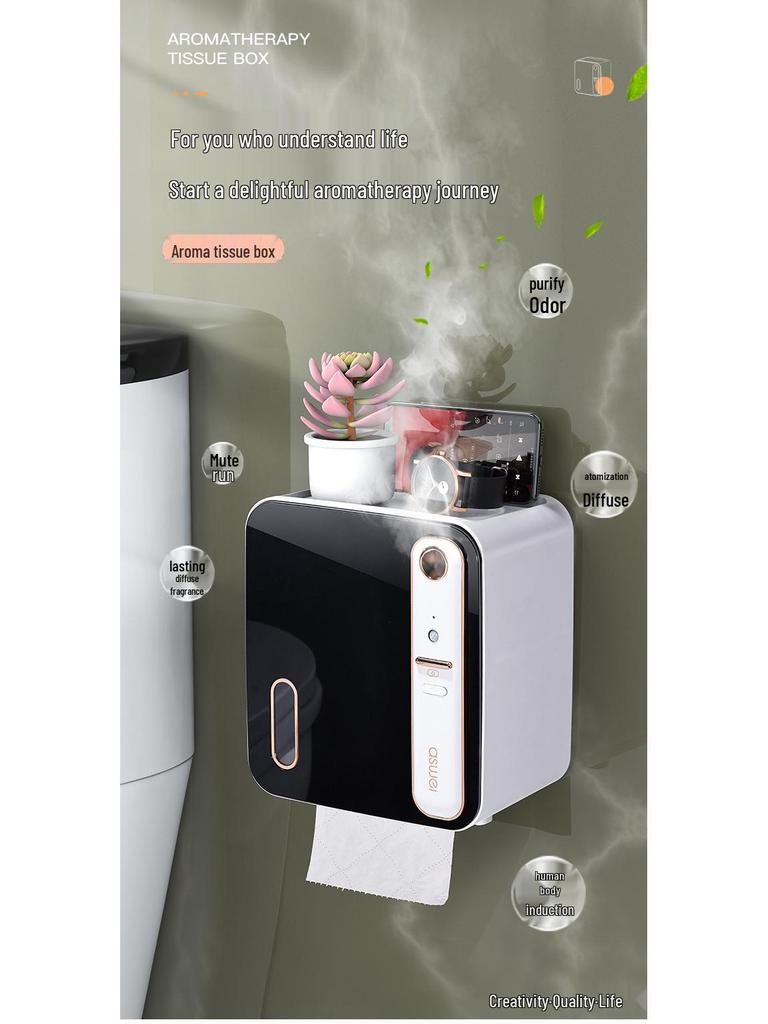Smart Aromatherapy Tissue Box: Luxurious Waterproof Wall-Mounted Bathroom Storage Rack
