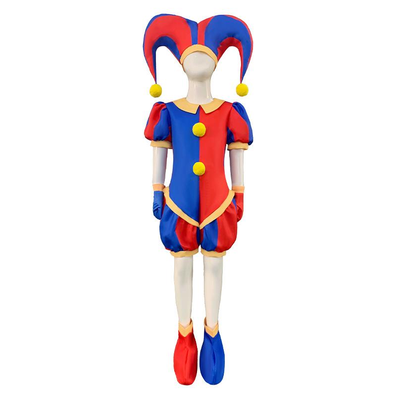 New Amazing Magical Digital Circus Poni Cosplay Tight Fitting Jumpsuit Pomni Role-playing Christmas Children's Adult Gift