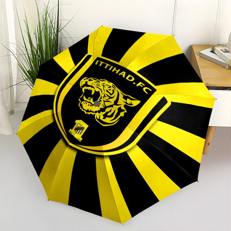 1 PC Automatic Folding Umbrella - Alittihad Club Pattern Portable Foldable Design With 8 Ribs Christmas Birthday Gifts