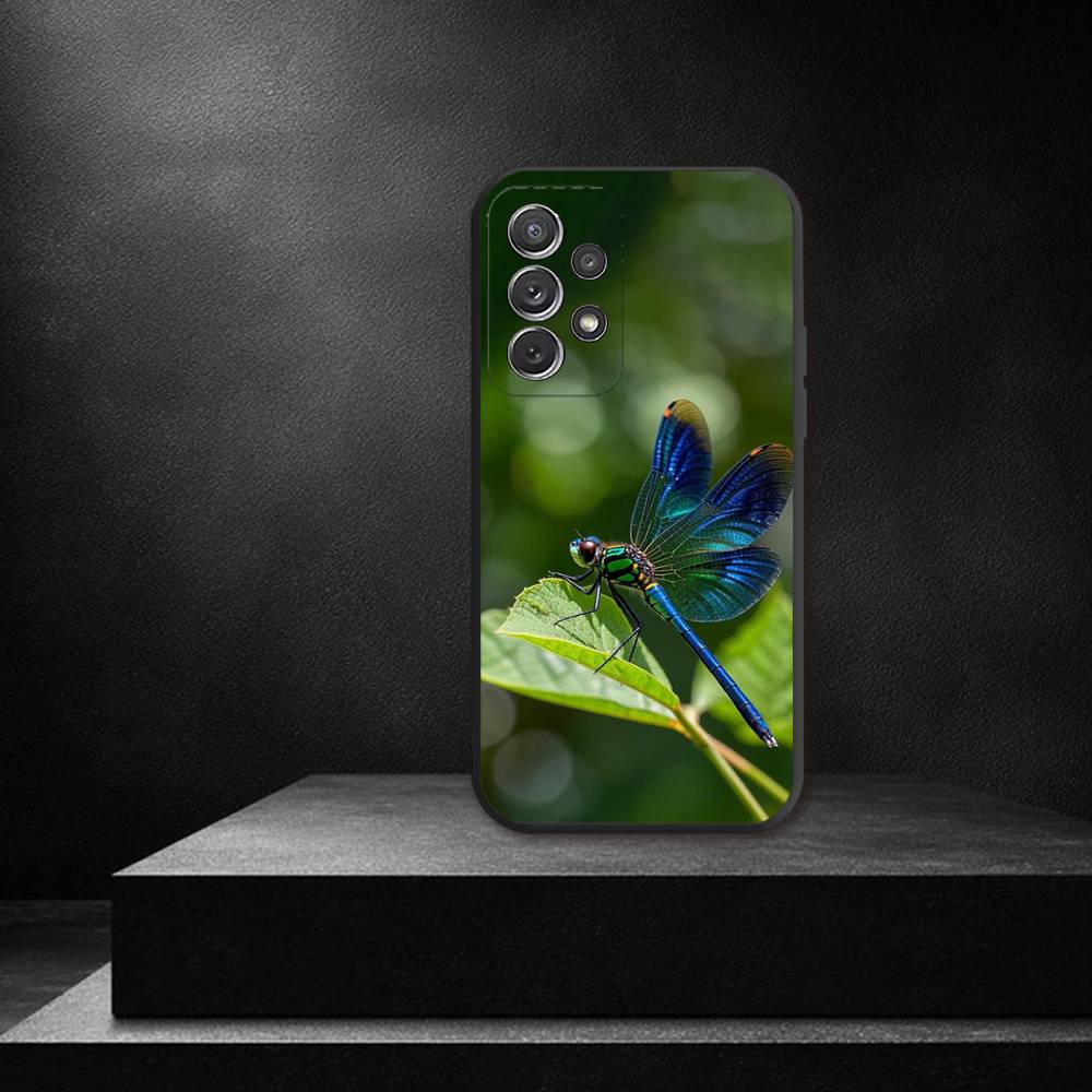 D-Dragonfly Animal Phone Case For Samsung S 25,24,23,22,30,21,10,9,Ultra,Plus,Lite,FE,4,5G Black Soft Case