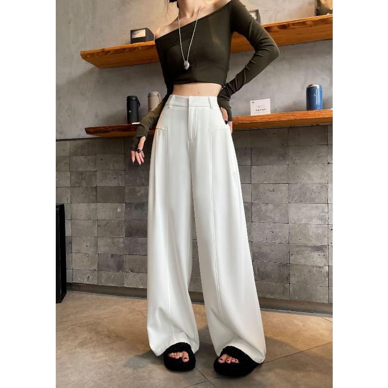 Ai Xuan, white suit wide-leg pants women's loose early autumn versatile black high-waisted casual straight-leg pants
