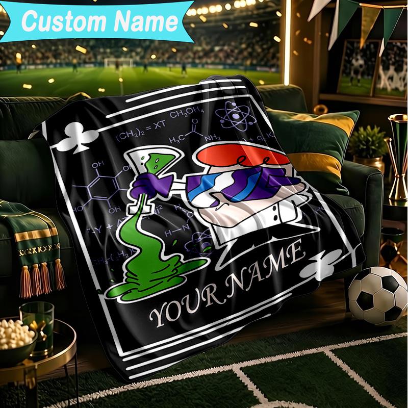 1PC Custom Name Blanket Dexter Power Adventure Flannel blankets Patterns Throw Blanket All-Season Soft Gift for Couch, Bed, Camping, Birthday gifts