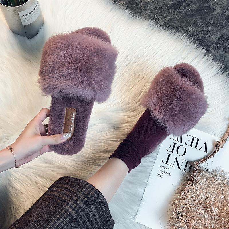 Tøfler dame 2021 høst ny mote yttertøy Mao Mao sko allsidig koreansk versjon student vinter gravid kvinne chic bomullsmopp