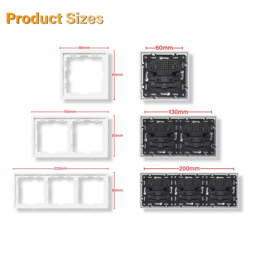 BSEED 1/2Gang Wall Light Switches 2Way Control For Stairs Bedroom With EU Standard Power Socket USB Type-c Plastic Frames 2Pack