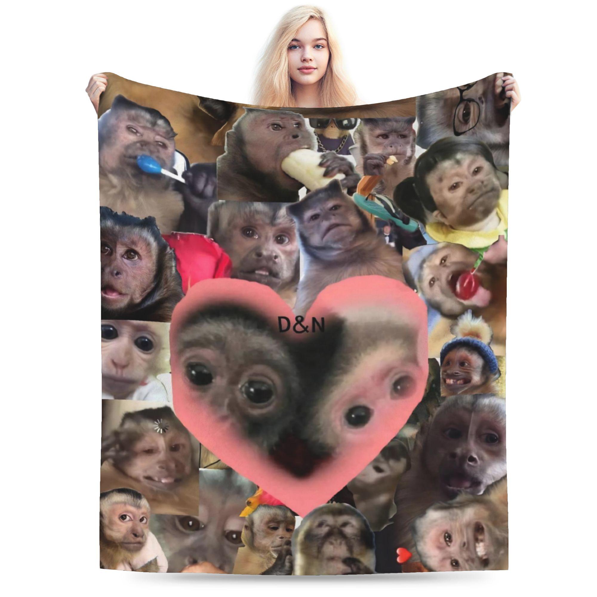 

Monkey Face Funny Meme Blanket Cozy Soft Throw Blankets for Sofa 50x60 Inch Multiple Sizes Bedding Throws 75x90cm