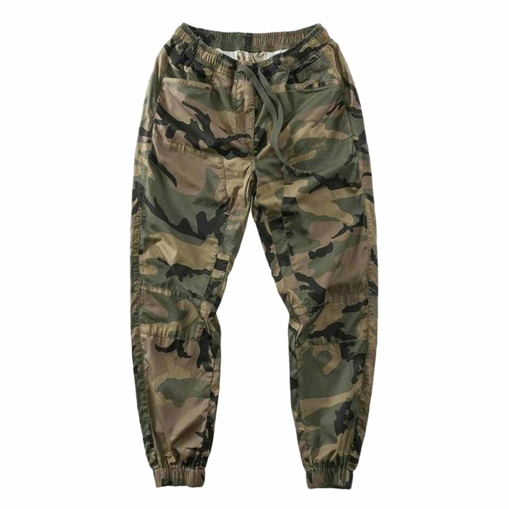 Men's Camouflage Multi-Pocket Cargo Pants Men's Outdoor Drawstring Cargo Pants