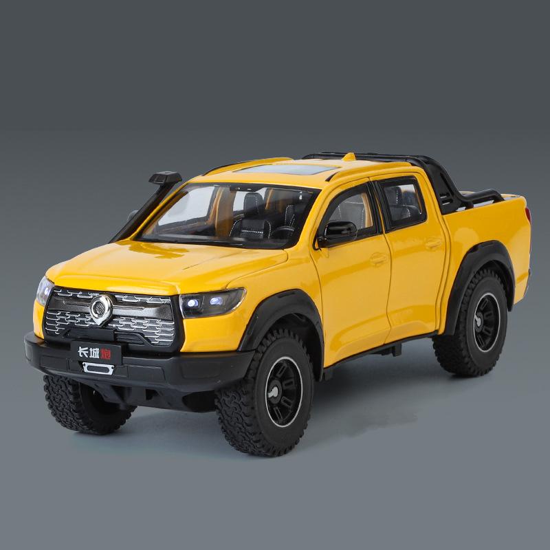 1:24 Great Wall Motor Poer Pickup Legierung Auto Modell Die-Cast Metall Geländewagen Modell Simulation Sound Licht Spielzeug Geschenk black