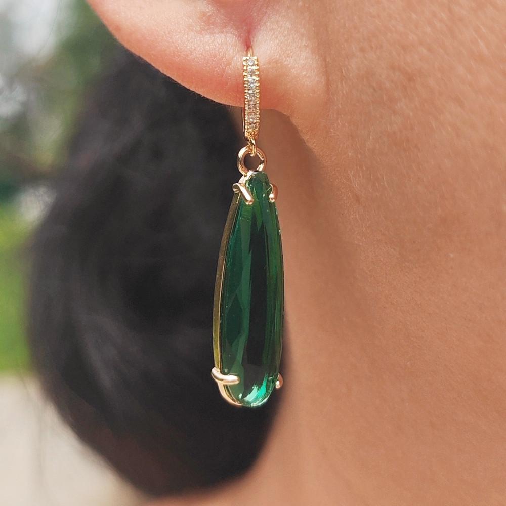 Simple Water Drops Artificial Crystal Dangle Earrings for Women Zirconia Earring Jewelry Wedding Party Accessories