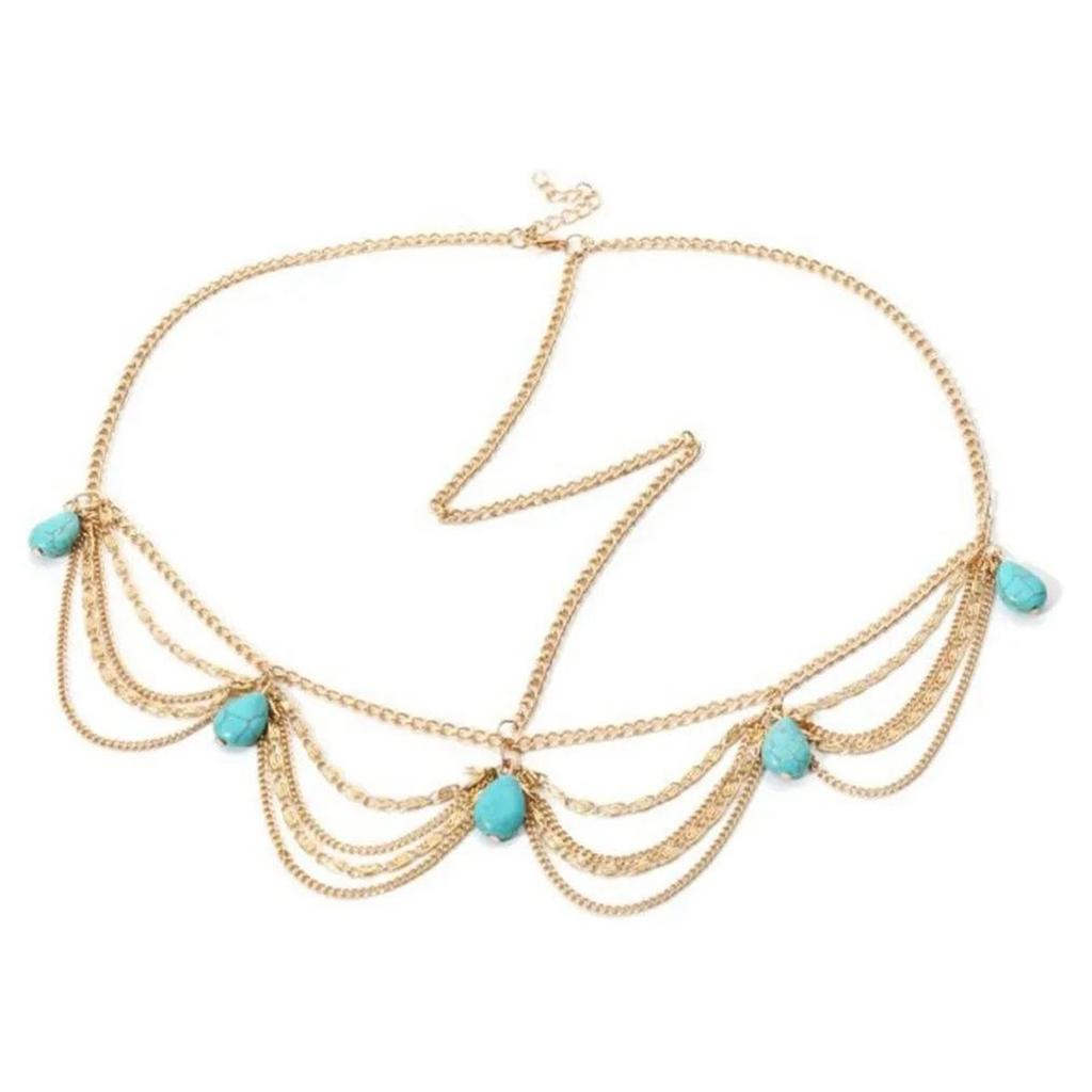Jewelry Headband 21.7in Long Golden Color Retro Style Exquisite Luster Tassel Forehead Headband for Women Wedding Party