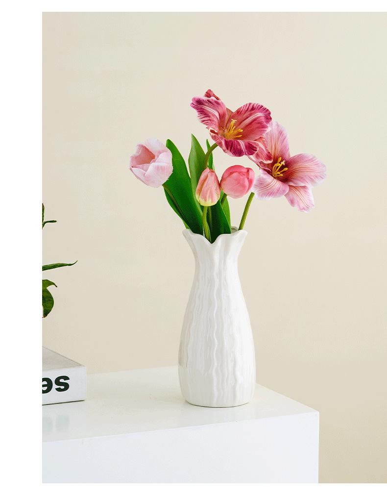 Vaso di Lusso in Ceramica Bianca Nordica per Fiori Secchi e Freschi, Ornamento Decorativo Creativo per Scrivania del Soggiorno.