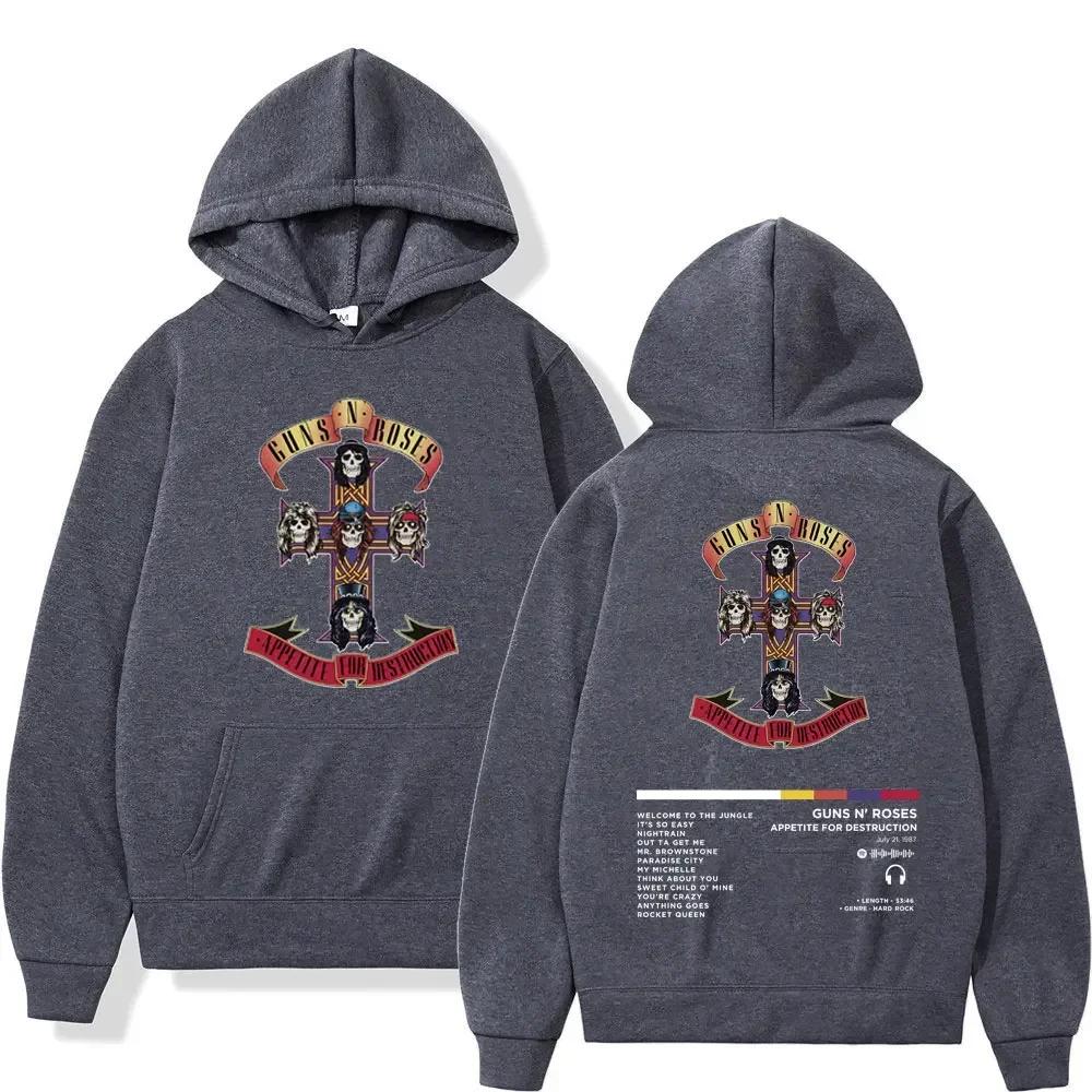 Men's and Women's Guns N Roses Printed Hooded Sweatshirts Guns N Roses Unisex Clothing Printed Rock Hip-hop Gothic Fashion