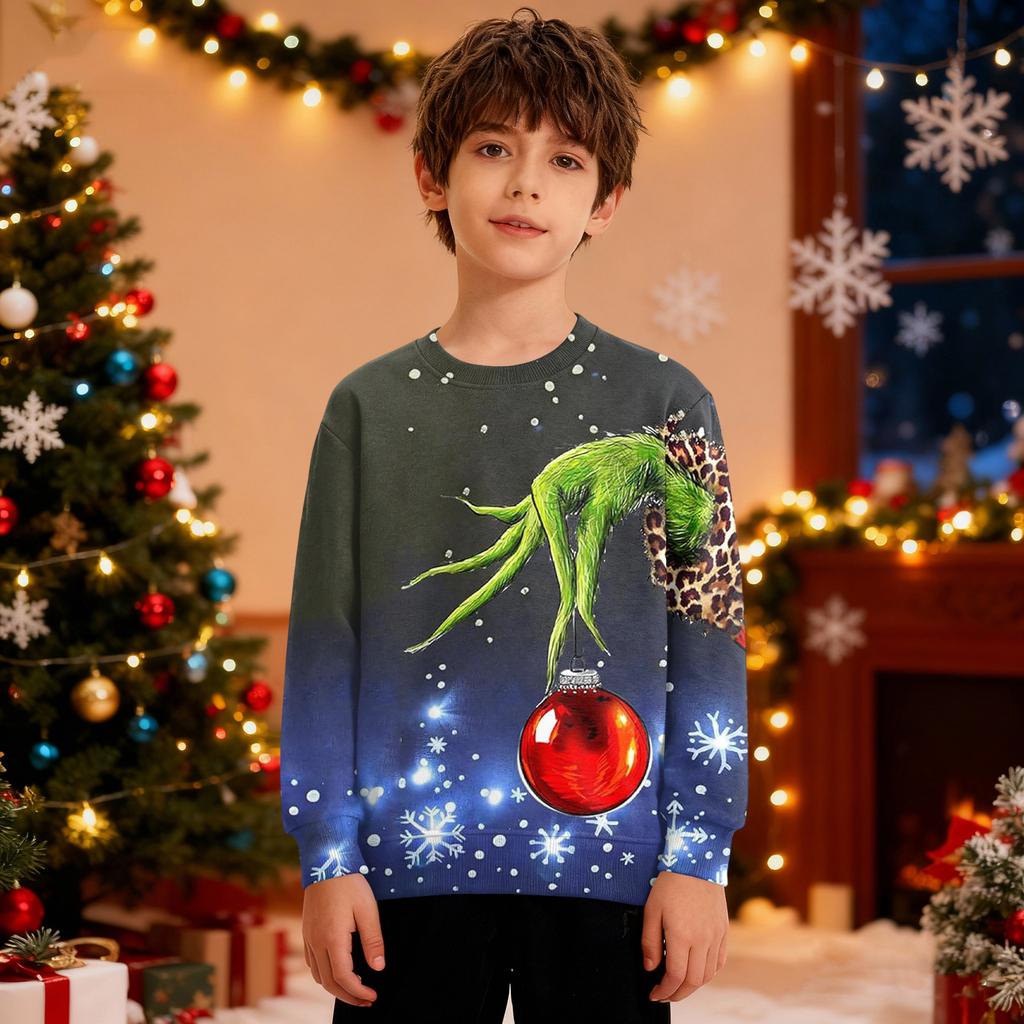Pulover de Crăciun Băieți Fete Urât Crăciun Cămașă Crăciun Crewnek Copil mic Mânecă Lungă Pulover Ținută Topuri