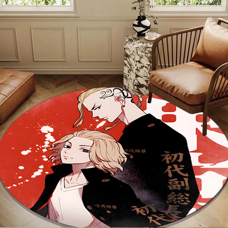 Tokyo anime Round Rug for Livingroom,Bedroom, Palyroom, Chair Rug, Area rug, Circle Carpet, Large Size Fan Christmas gift