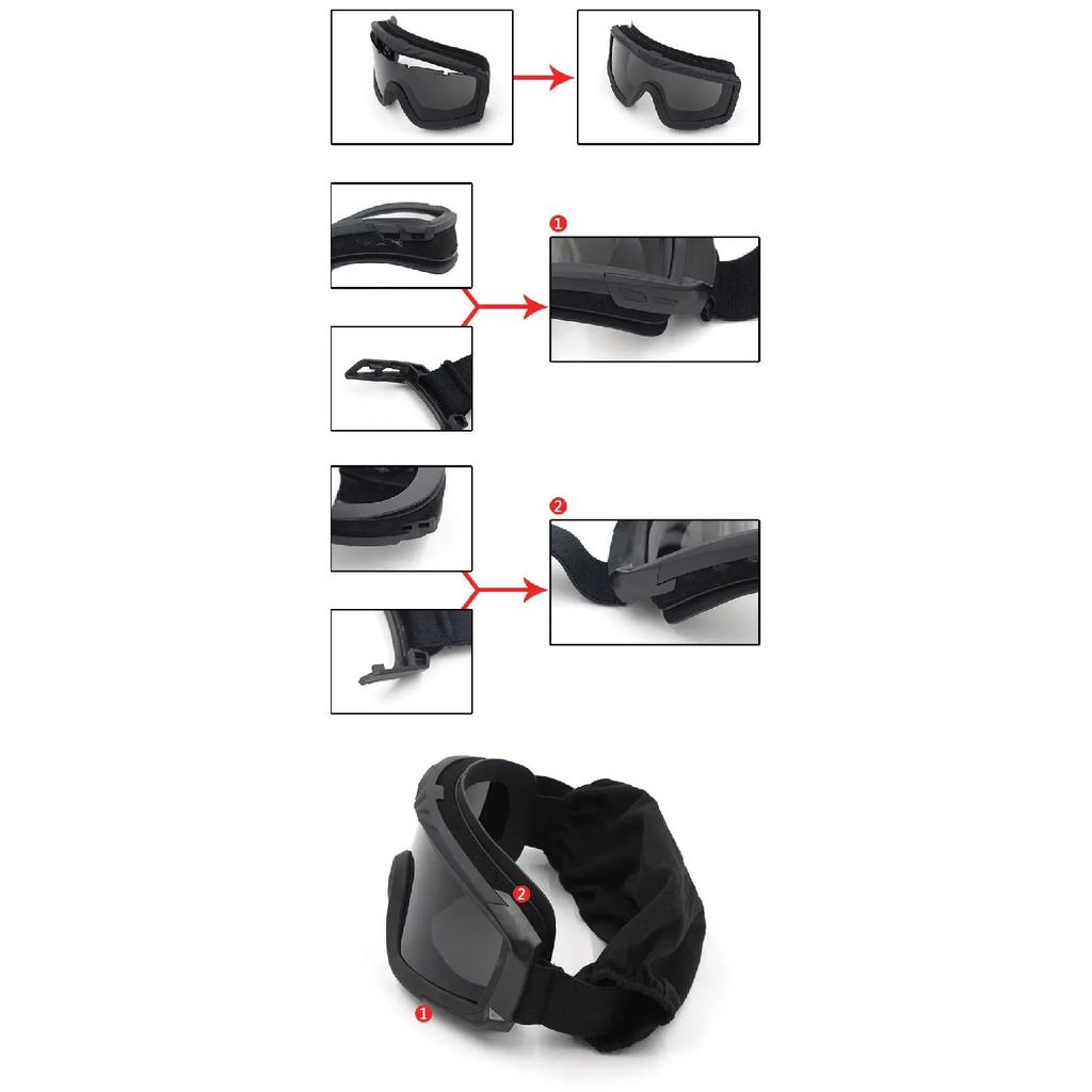 Tactical Desert Goggles Military Windproof Anti-Fog Impact-Resistant Sports Eyewear for Cycling, Airsoft, Outdoor Adventures