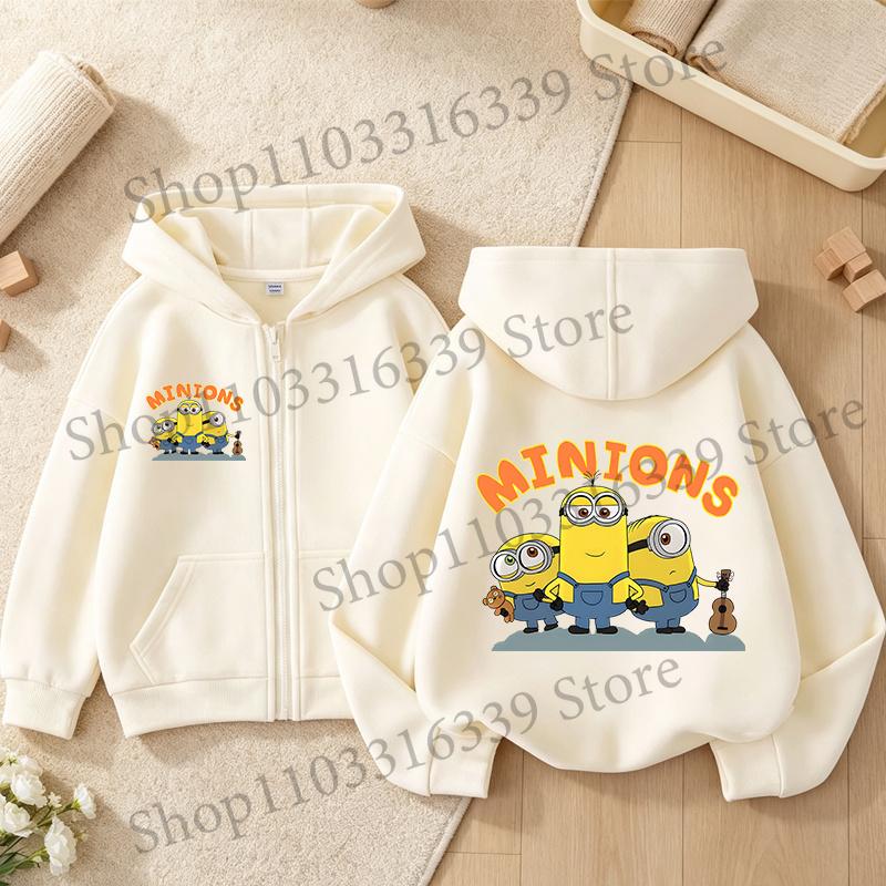 New Minionses Kids Zipper Hoodies Coats Girl Boy Sweatshirt Clothes Long Sleeve Harajuku Pullovers Casual Hooded Tops GIFT 2026