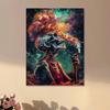 Psychedelic Starry Sky Smoke Smoking Skeleton Art Tapestry Background Hanging Cloth Hippie Style Room Decoration
