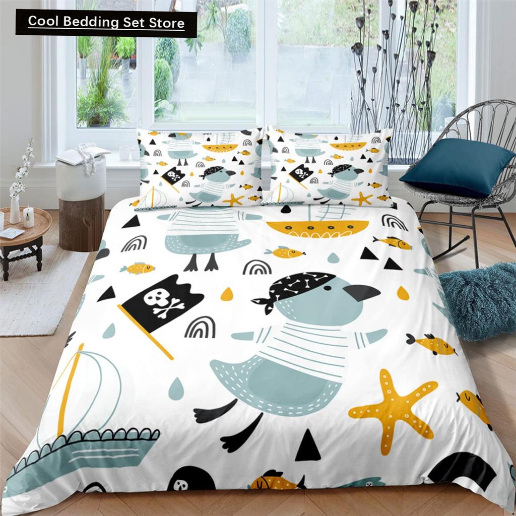 Cartoon Yellow Duck King Queen Duvet Cover Farm Lovely Animal Bedding Set Blue Bubble Quilt Cover Soft Polyester Comforter Cover