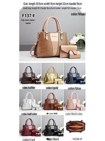 Taizhou Women's Crocodile Pattern Handbag: Mother-and-Child Three-Piece Set, Single Shoulder & Crossbody Options