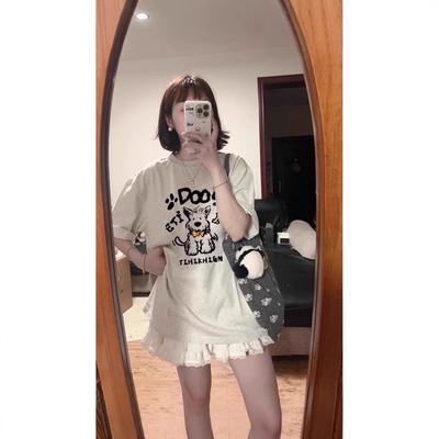 Pure Cotton High Street Retro Short-sleeved T-shirt Women's Spring and Summer New Small Slim Loose Large Size Bottoming Shirt