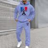 Men'S Stand Up Collar Button Casual Long Sleeved Shirt Long Pants Sports Suit