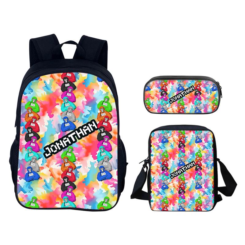 Gorilla Tag 3D Printed 3pcs/Set School Bags Laptop Daypack Backpack Inclined shoulder bag Pencil Case For Boys Girls Best Gift